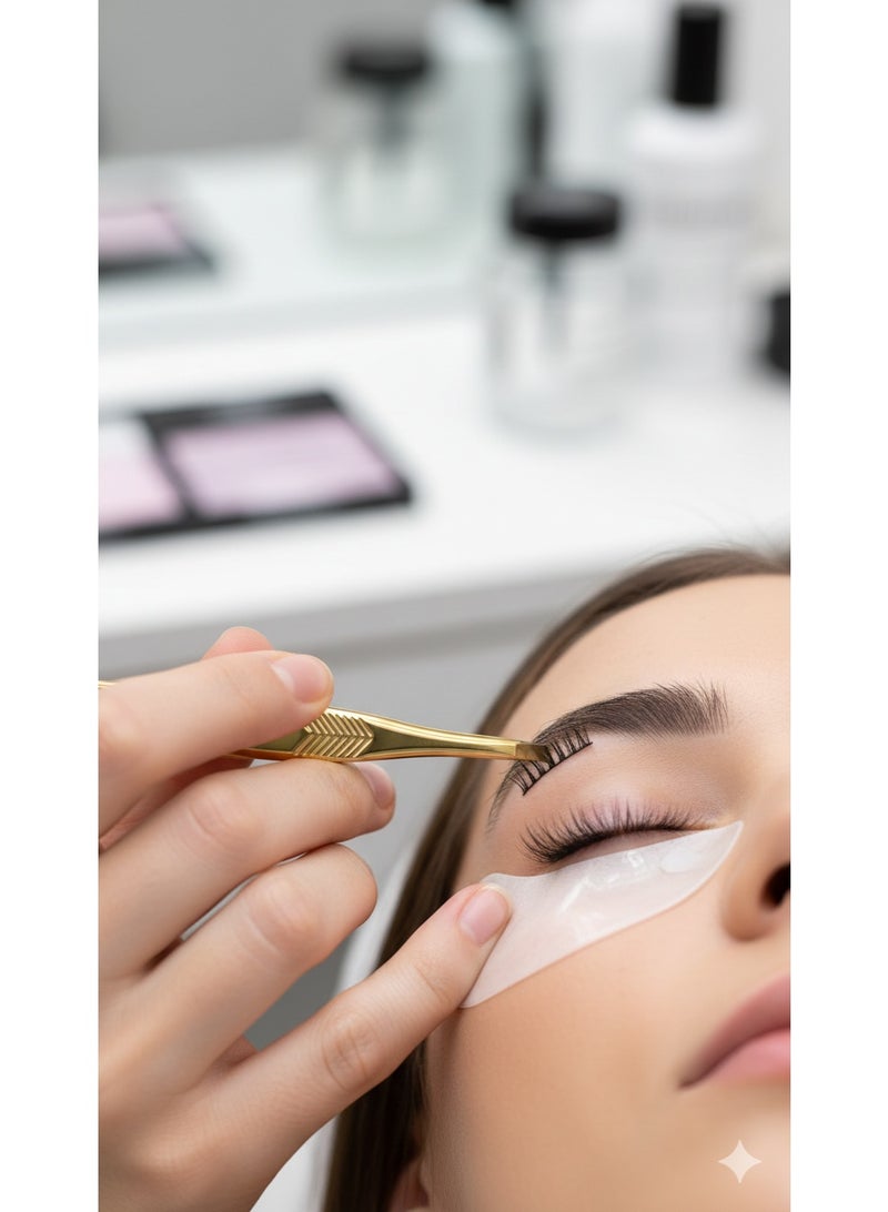 ملقط حواجب وتجميل احترافي مطلي باللون الذهبي الفاخر، رأس مستقيم عالي الدقة لإزالة الشعيرات من الجذور، مصنوع من الفولاذ المقاوم للصدأ، قبضة مانعة للانزلاق بنقش شيفرون، أداة دقيقة لتشكيل الحواجب وتركيب الرموش وإزالة الشعر الرفيع والسميك للنساء ومحترفي التجميل - Image 5